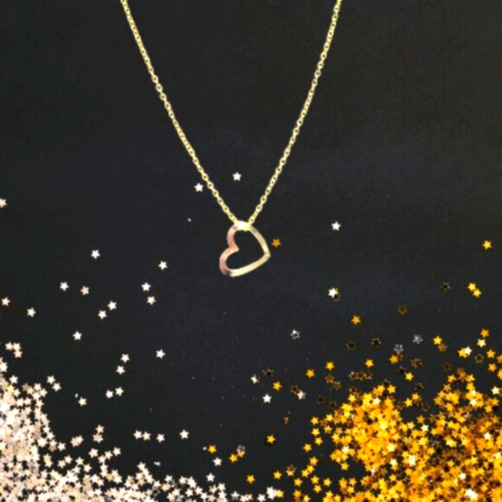 Gold Plated Light Dainty Heart Necklace - Picture 5 of 10
